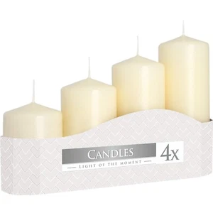 Set of 4 Pillar Candles 50mm (11/16/22/33H) - Ivory - Picture 1 of 4