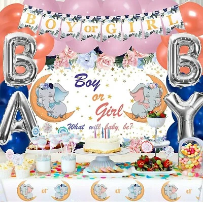 Kit Decoraciones Revelación Género Bebé Tema Elepante Twinkle Little Star Nuevo Foto 1 de 4
