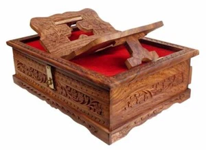 Wooden Handmade Rectangular Holy Book Stand Box (Brown, Standard) - Picture 1 of 3