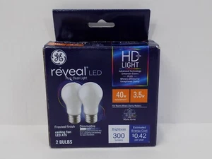 GE Reveal HD+ 3.5W LED Ceiling Fan A15 Light Bulbs Frost Finish 40W Replacement - Picture 1 of 4