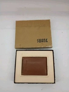 Vtg Swank Brown Leather/Magnetic Money Clip In Original Box Estate Sale Acquired - Picture 1 of 9