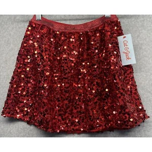Cat & Jack Youth Girls Spark Sequin Red Party Skirt Glitter Size M (7/8 )NWT - Picture 1 of 9