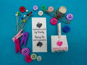 Handmade with love sew in labels and tags - 50mm x 25mm (SL FOLD 1 - D18) - Picture 1 of 4