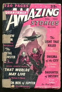 PULP: Amazing Stories Quarterly Pulp Fall1943-EDGAR RICE BURROUGHS- P/FR - Picture 1 of 1