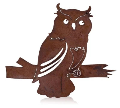 Metall Eule mit Baumspieß Rost Baumstecker Deko Rostfigur Tierfigur - Bild 1 von 3