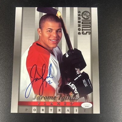 Foto firmada por Donruss Studio Jarome Iginla 1997 8x10 JSA HOF -1 # Foto 1 de 3