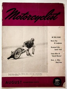 Vintage 1950 Motorcyclist Magazine August Rare Motorcycle Racing & Speed Trials - Picture 1 of 3