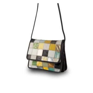 Small leather shoulder bag with strap Patchwork style by DUDU - Picture 1 of 4