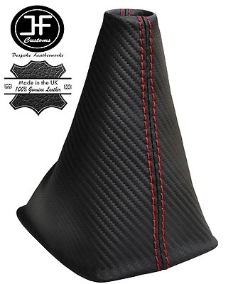 RED STITCH CARBON VINYL SHIFT BOOT FITS AUDI A4 B8 QUATTRO ALLROAD 2008-2013 - Image 1 of 3