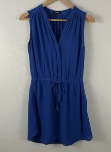 Vestido Blusa Babaton Mujer S Azul 100% Seda Benedict Sin Mangas Corbata Cintura - Imagen 1 de 7
