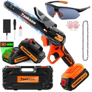Mini Chainsaw 6 Inch Cordless, Super Handheld Chainsaw with 2x Big Batteries,... - Picture 1 of 8