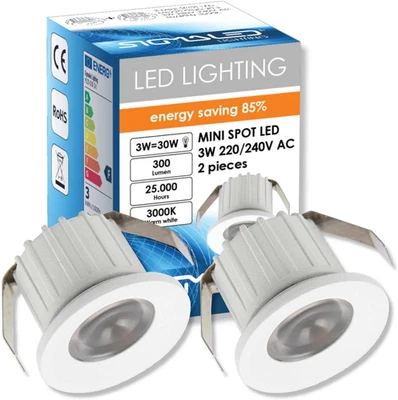 , MINI SPOT LED 3W, Dimmerabile, 300Lumen, Luce Calda 3000K, Faretto Tondo Incas - Immagine 1 di 4