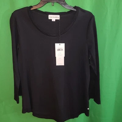 1691) Новый без ЯРЛЫКОВ неоновые BUDDHA x-маленький футболка пуловер Elora верхний черный хлопок 3/4 sl новый  - Изображение 1 из 4