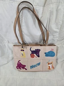 Cat Purse Embroidered Sequin Beach Canvas Handbag Y2K Catlover Catwoman Catlady - Picture 1 of 13