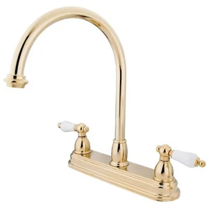 Restoration 2-Handle Deck Mount Centerset Kitchen Faucets in Polished Brass - Picture 1 of 2