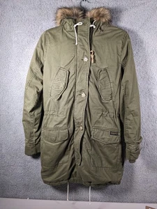 Abercrombie & Fitch grün khaki langer Mantel Parka Damen Gr. XS Sherpa gefüttert - Bild 1 von 7