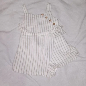 Haute Hippie White And Tan Striped Romper Girls Size 4 - Picture 1 of 11