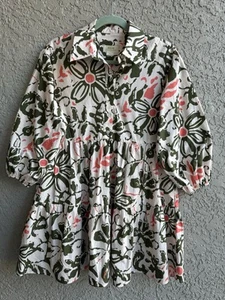 Mini Vestido Anthropologie Maeve Bettina En Niveles Verde Salmón Coral Floral Talla XS - Imagen 1 de 9