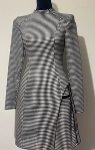 Beautiful Cue Asymmetric Black and White Houndstooth Dress Size 6 - Picture 1 of 12