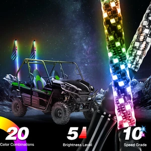 Pair 4ft RGB luces látigo bandera de antena para For ATV UTV Can Am X3 RZR 1000 - Picture 1 of 12