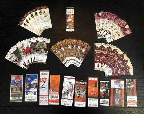 2014-19 Florida State Seminoles Football Ticket Stubs Large Lot Home Away Games Cover