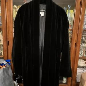 JS Collections 90s Velvet Long Black Opera Evening Coat Duster Elegance Goth | L - Picture 1 of 13