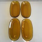 4 Vintage Amber Glass Oval Bowls Duralex Spain Individual Serving Dishes Set