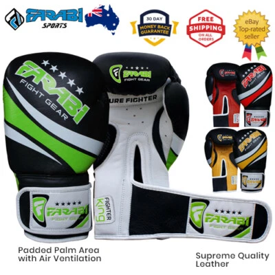 Farabi Boxing Gloves Premium Leather Training MMA Muay Thai - Fighter Series - image 1 of 4