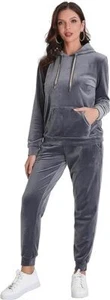 RH Sweatsuit Set Women's Velour Hoodie Sport 2P Tracksuits Outfits S-XL RHW2887 - Picture 1 of 6