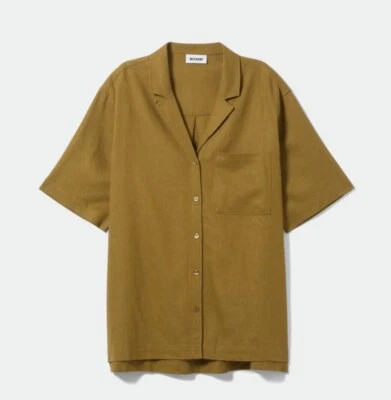 BNWT Weekday Ava linen mix resort shirt XS oversized. khaki yellowish green - Image 1 of 4