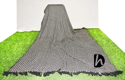 White & Black Cotton Blanket 50x70 In Soft Bedcover New Couch Traditional Throw - Image 1 of 4