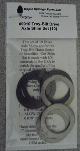 Troy-Bilt Horse Tiller Drive Axle 10 Piece Shim Kit Made in USA, .010 .015 &.030 - Picture 1 of 2