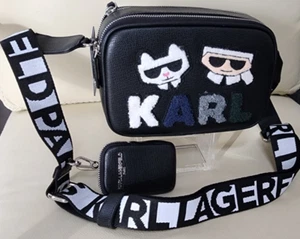 Bolso Bandolera Karl Lagerfeld para Cámara Maybelle Logo Karl & Cat Cartera con Cremallera $198 Nuevo con Etiquetas - Imagen 1 de 10