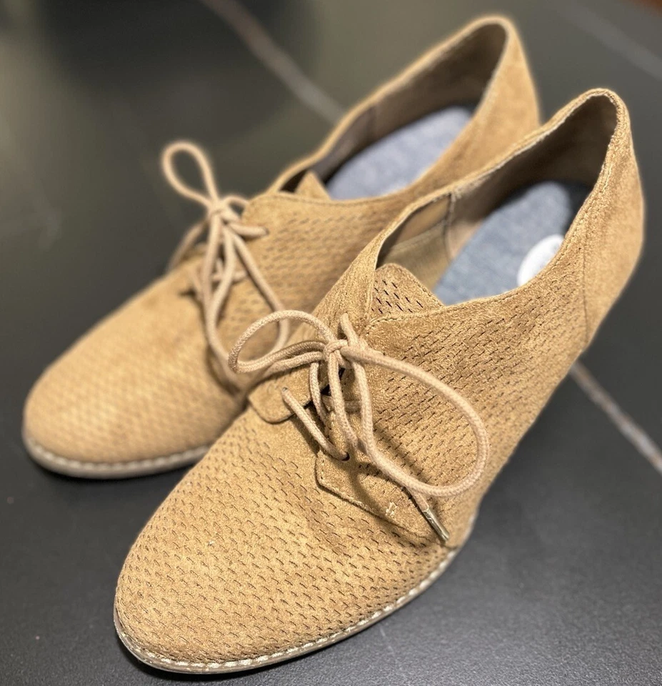 Dr. Scholl's Cheer Oxford Size US 8 M Tan Faux Suede Ankle Boots Bootie Lace Up - Изображение 1 из 4