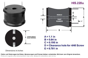 RL2446 RENCO RADIAL HIGH CURRENT CHOKES 220uh ... FREE SHIPPING - Picture 1 of 3
