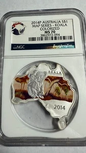 2014-P Australia $1 Silver MAP SERIES KOALA COLORIZED - NGC MS70 - RARE!! - Picture 1 of 1