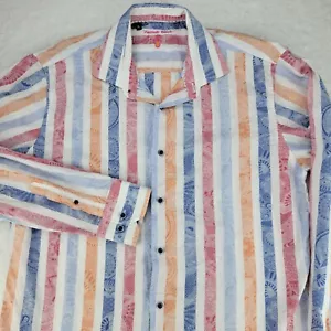 Luchiano Visconti Black Shirt Mens XL My Favorite Colorful Paisley Floral Stripe - Picture 1 of 14