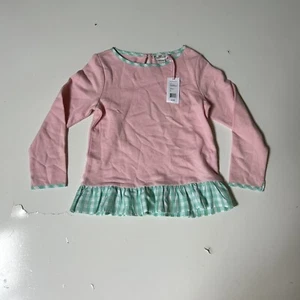 Vineyard Vines Girls Size 14 NWT Pink Green Long Sleeve Ruffle Hem Sweatshirt - Picture 1 of 7