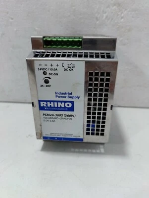 Rhino PSM24-360S INDUSTRIAL POWER SUPPLY 100-240VAC -50/60Hz 5.0a-2.5A PSM24360S - Image 1 of 3