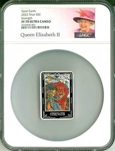 2022 Niue $2 Tarot Cards Strength Colorized NGC PF70 Ultra Cameo Box & COA OGP - Picture 1 of 8
