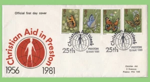 G.B. 1981 Butterflies set on Christian Aid official First Day Cover, Preston - Picture 1 of 1
