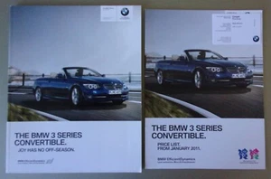 BMW 3 SERIES CONVERTIBLE orig 2010 2011 UK Mkt Prestige Brochure + Price List - Picture 1 of 1