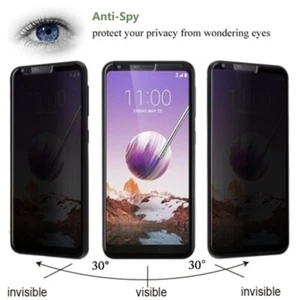 Protector de pantalla de vidrio templado anti-espía para LG Stylo 5 película anti-espía privacidad - Imagen 1 de 8