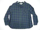 Old Navy Women's The Classic Shirt Blue Green Plaid Long Sleeve Flannel Xxl