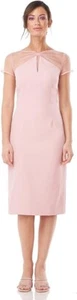 JS Collections Karina Mesh-Inset Dress Blush 10 - Picture 1 of 2