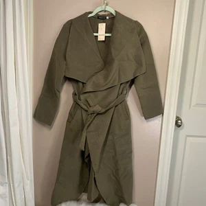 NWT Moda Italy Belted Camel Wrap Jacket Trench Waterfall Style Duster Coat M/L - Picture 1 of 6