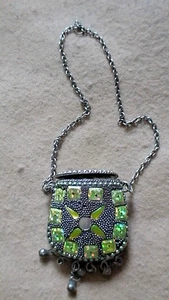 Sajai Silver marquisate Metal glass tile Handmade India Vintage Pill/Coin Purse - Picture 1 of 8