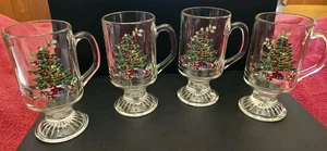 Luminarc 10oz Footed Holiday Mugs Boxed Set Of 4 - Picture 1 of 8