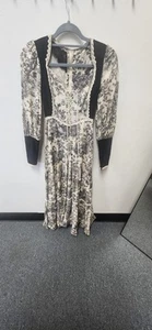 1970’ GUNNE SAX by Jessica Toile de Jouy Maxi Dress Blue Velvet Laceup - Picture 1 of 9