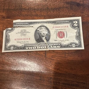 1963 Circulated Two Dollar Bill $2 Note Red Seal Old Paper Fancy A09883559A - Picture 1 of 8